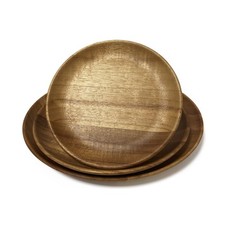 Acacia Wooden Plates Set of 3, 6/8/10 Inch Round Serving Platters for Charcuteri