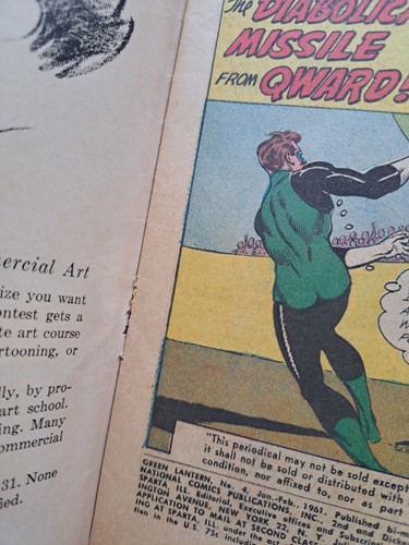 Green Lantern #4 Secret Green Lantern's Mask Bob Kane Joe Giella Cover DC 1961 - Bild 2 von 6