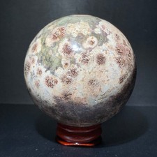 440g RARE  Green Cherry blossom agate Sphere quartz crystal Ball Healing