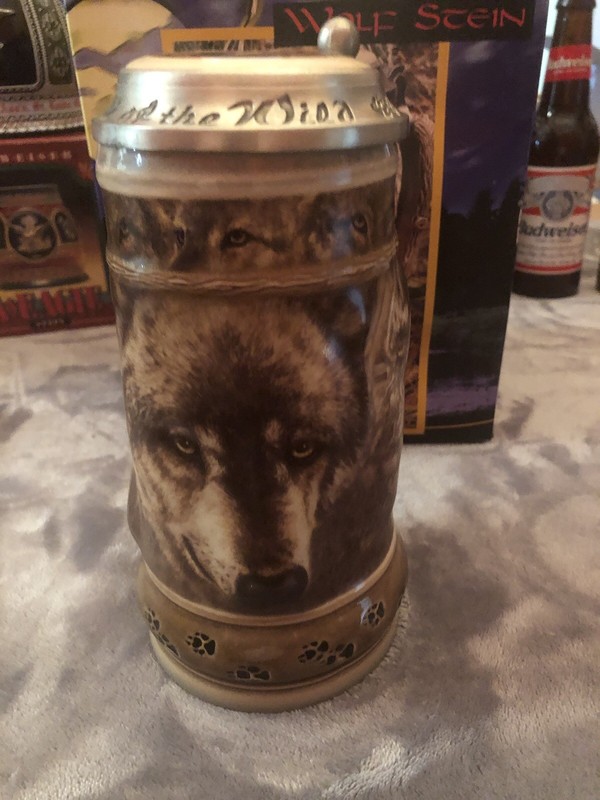 Anheuser  Busch “Call Of The Wild” Wolf Stein With Box Gerz 1996  Hand Numbered