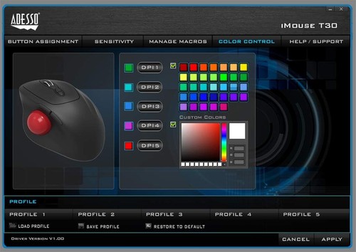 Adesso 2.4Ghz Wireless Programmable Ergonomic Trackball Mouse, with Detachable 1 - Picture 2 of 10