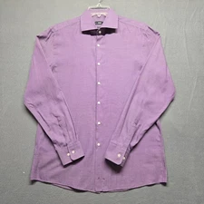 hugo boss sharp fit mens button up pincheck shirt size 16.5