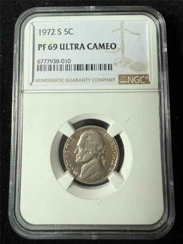 1972 S JEFFERSON NICKEL 5C PF69 ULTRA CAMEO NGC UCAM PR69 DCAM TOP POP SKU 3719
