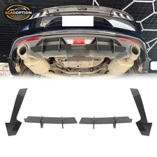 Rear Bumper Diffuser Splitters Fits 18-21 Ford Mustang EcoBoost Gloss Black ABS