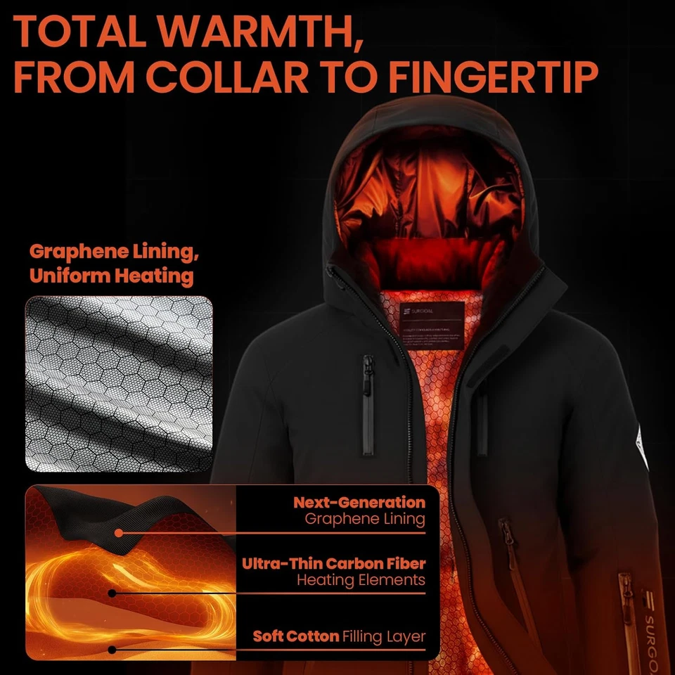 Hardshell Heated Jacket Men Women｜Power Bank Compatible｜Electric Ski Jacket Batt - Image 4 of 4
