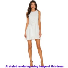 Alice + Olivia Womens 2 Wesley Belted Cady Mini Dress Tie Waist Fit Flare White