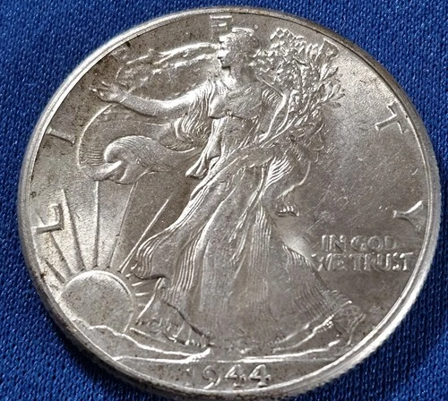 A 1944 Walking Liberty Silver Half Dollar - High Grade BU