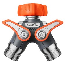 2Way Garden Hose Splitter with Shutoff Valves, Heavy Duty Metal Faucet Adapter