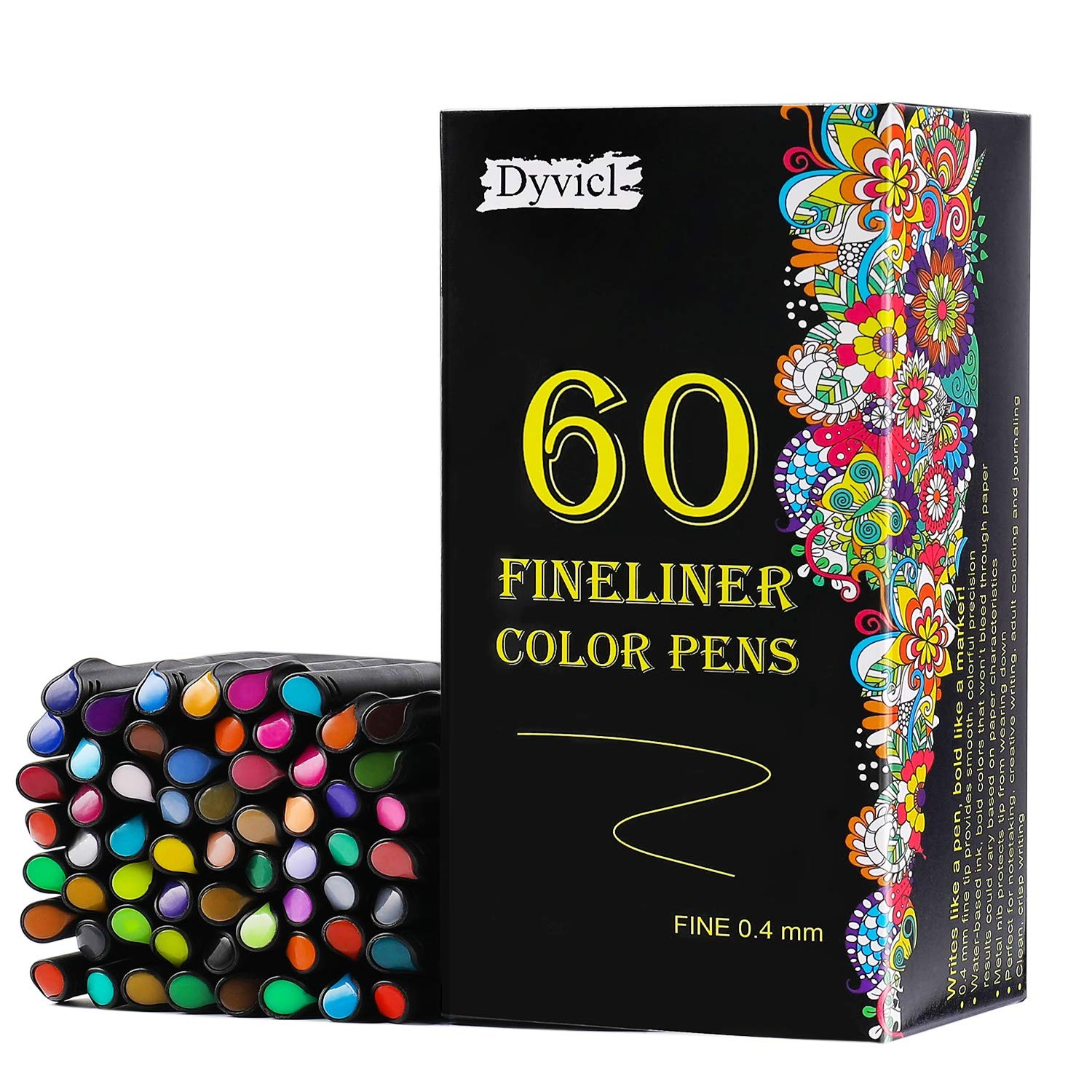 Dyvicl Fineliner Pens, 60 Colors 0.4Mm Fineliner Color Pen S