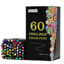 Dyvicl Fineliner Pens, 60 Colors 0.4Mm Fineliner Color Pen Set Fine Point Marker