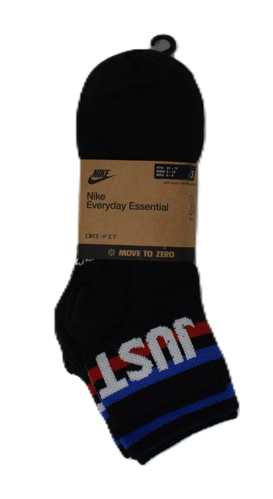 Nike Everyday Essential Dri-Fit Ankle Socks Medium Men 6-8 Wmn 6-10 DX5080-010