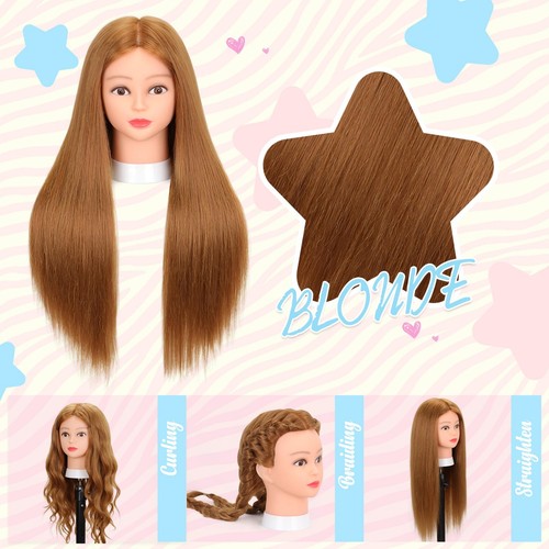 Mannequin Head with Human Hair 80% Real Hair 26-28'' Cosmetology Mannequin He... - Picture 6 of 7