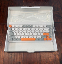 Retro Aesthetic Wireless Keyboard T968 Round Keys USB White Orange NEW
