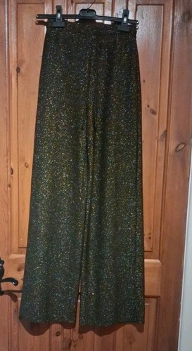 Unbranded Size 6/8 Brown Gold Glitter Wide Leg Trousers -worn Once Vgc