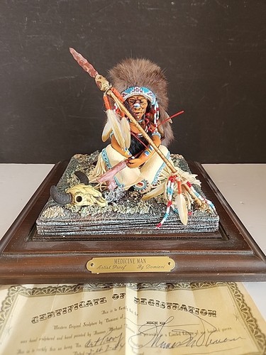 Vintage Navitive American Thomas Domiani Sculpture Medicine Man - Picture 2 of 10