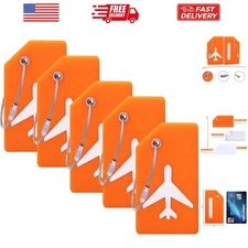 5Pack Silicone Luggage Tag with Name ID Card Perfect to Quickly Spot Luggage ...