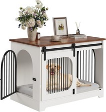 39.4" Dog Crate End Table, 3-Door Heavy Duty for Dogs up to 70lb with Bed Mat
