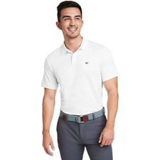 Vineyard Vines Edgartown Mens L White Solid Pique Performance Polo Shirt Stretch