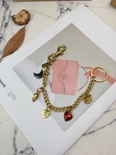 NWT Motif Chain Bag Charm In Metal Brass Moon/Heart
