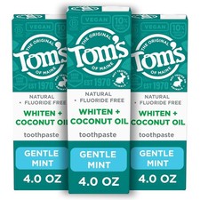 Tom's of Maine Whiten Plus Coconut Oil Fluoride Free Toothpaste, Natural Whiteni