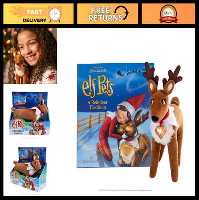 Huggable Elf Pet Reindeer Stuffed Animal with Storybook & Adoption Certificate