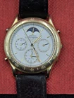Vintage Seiko Moonphase Alarm Chronograph Quartz Watch 7T36-6A20 Gold Tone