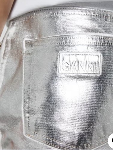 GANNI Foil Stary Jeans Size 28 Faux Leather - Picture 6 of 6