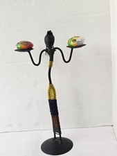 Tribal Figurine Candle Holder  Beaded African Art Metal Sculpture Handcrafted 