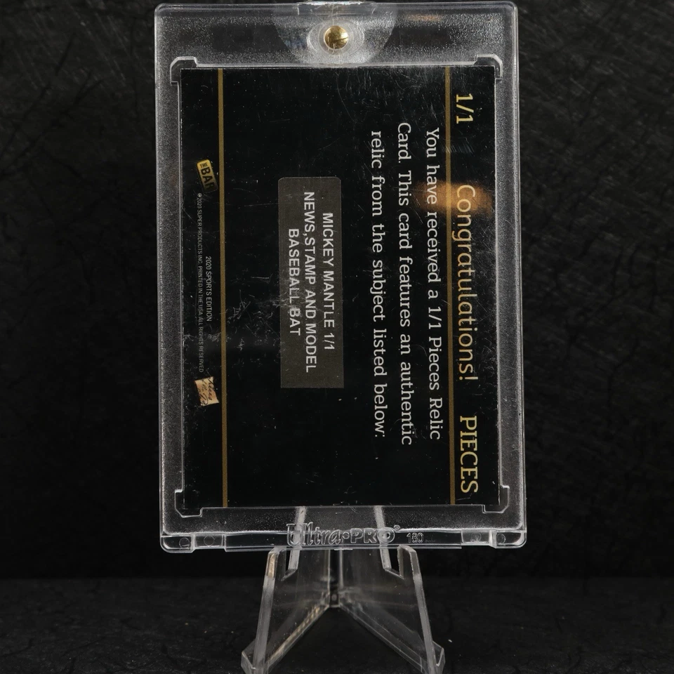 Mickey Mantle 1/1 perilla de murciélago y reliquia de sello - 2020 piezas de barra de los Yankees pasados Foto 2 de 2