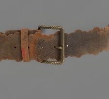 Vintage Olga Santini Brown Leather Wide  Suede Laser Cut Trim Belt Size S