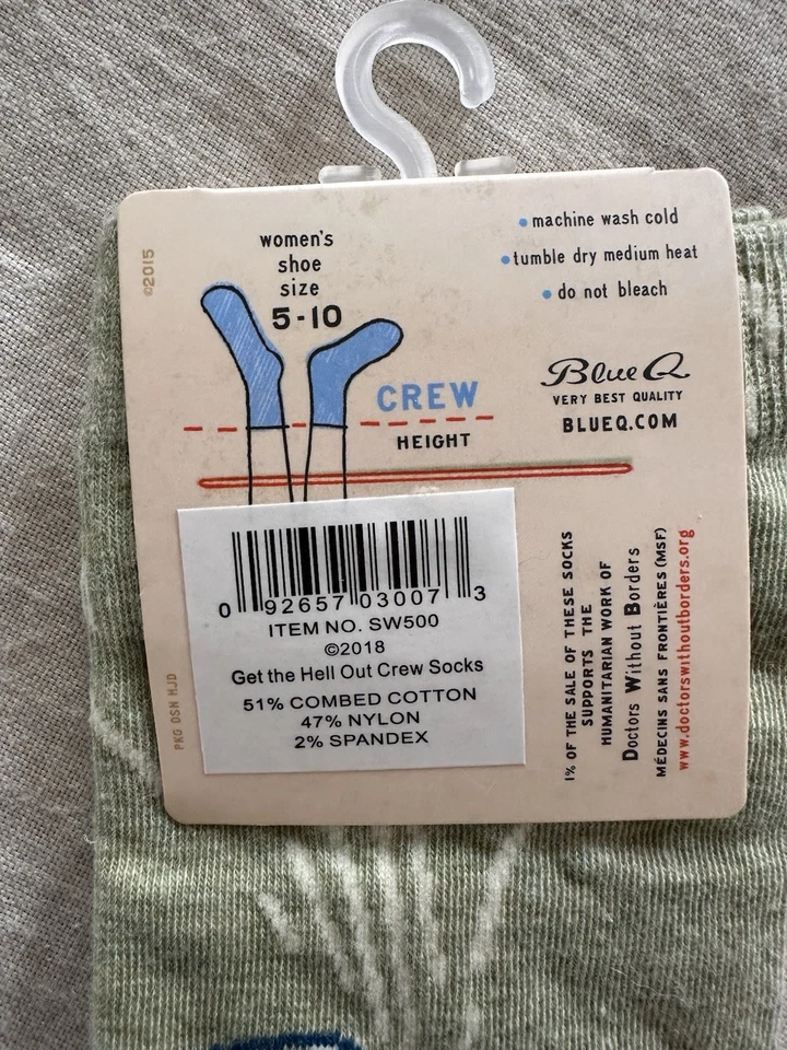 Calcetines de algodón suave azul Q "Get the Hell Out Of My Kitchen" para mujer talla 5-10 nuevos con etiquetas Foto 3 de 4