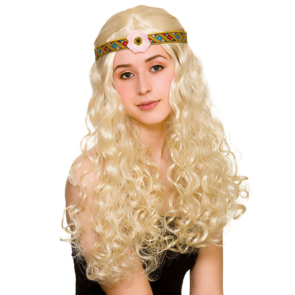 Erwachsene Damen Blonde 60Er 70Er Flower Power Hippie PerüCke KostüM-image