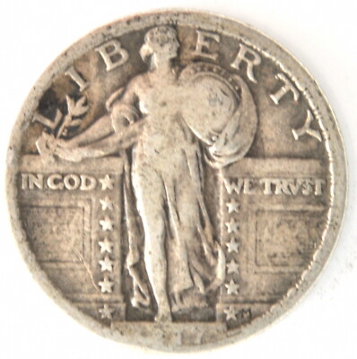 1917 Type II Standing Liberty Quarter Dollar US 90% Silver 25 Cent