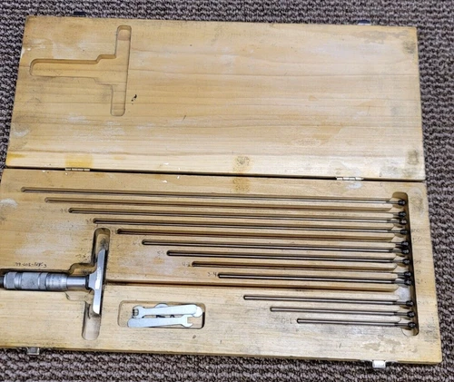 Brown-Sharpe Micrometer Depth Gage 599-603-128-3  .001" 2.5" Base 0-12" Tool