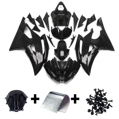For YZF R6 2008 09 10 11 - 2016 Yamaha Black ABS Plastics Fairing Bodywork Kit