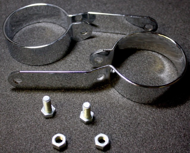 4M61 Chrome P Clamp Motorcycle Muffler Exhaust Hanger Clamp Set 2 3/4