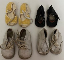 Vintage Lot of 4 Infant Child Shoes Sandals includes Antique Black Shoes