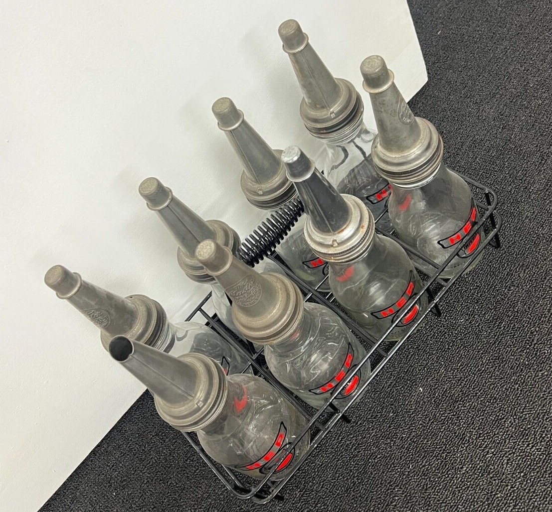 Vintage Imperial Motor Oil Glass Bottles & Carrier eBay