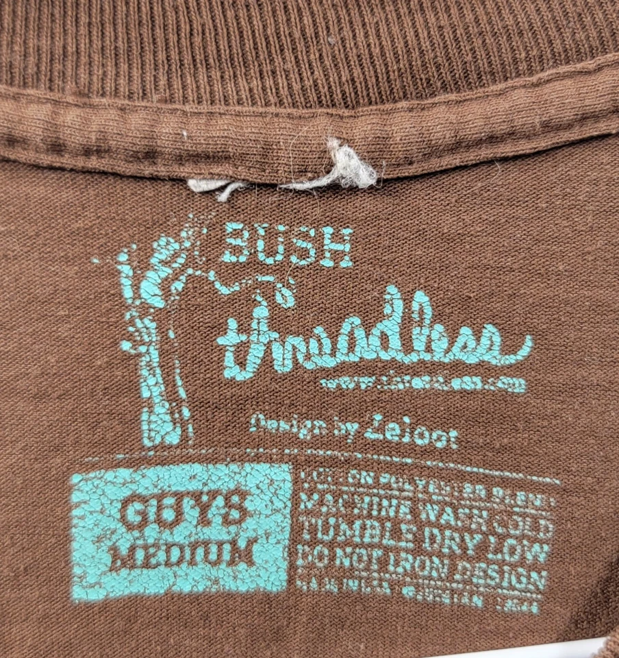 Camiseta marrón sin hilo para hombre talla M manga corta estampado gráfico Bush Foto 4 de 4