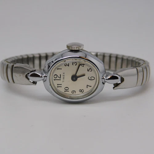 Vintage Timex Silver Tone Wind-up Women's Watch Sz. 5 1/4" Doesn't Keeps Time