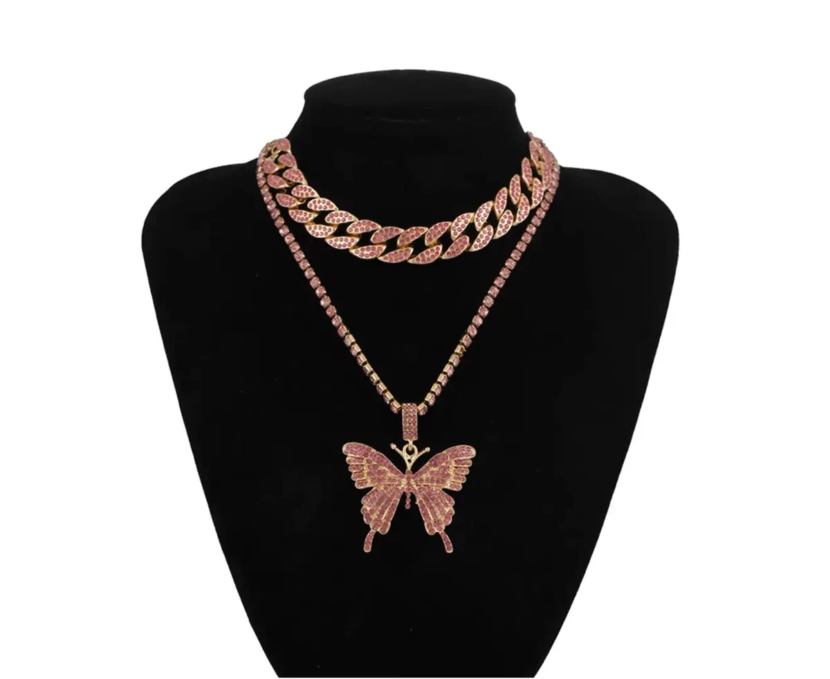 Butterfly Cuban Link Necklace Set Women Hip Hop Necklace Chain eBay