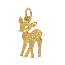 14k Yellow Gold DEER Pendant / Charm, Made in USA