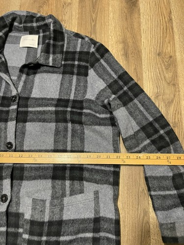 Active USA Jacket, Women's Size Large, Black Gray, Plaid, Long Coat Jacket - Picture 7 of 11