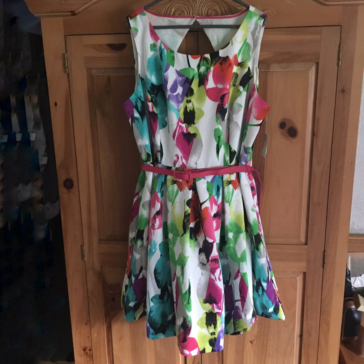 Eliza j floral top fit and flare dress