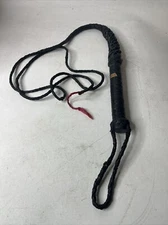 Genuine Leather Black Braided WHIP w/ Hang Strap-9 FT TOTAL LENGTH-Made In India