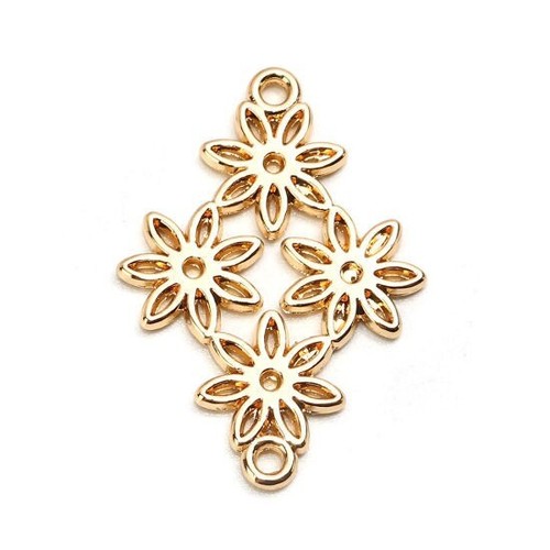 10 schöne Blumenmuster Goldton Charm Verbinder 30 mm x 21 mm - Bild 2 von 2