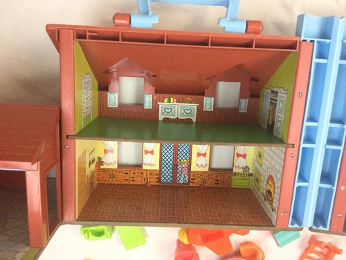 Fisher Price 1980 Tudor House Little People sedie tavolo auto vintage - Foto 9 di 10
