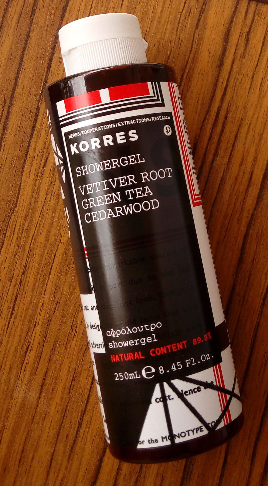 KORRES Men's Natural Vetiver Root Green Tea Cedarwood SHOWER GEL