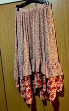 NWT Free People Women's Zuma Drippy Floral Orange Midi Skirt Size 6