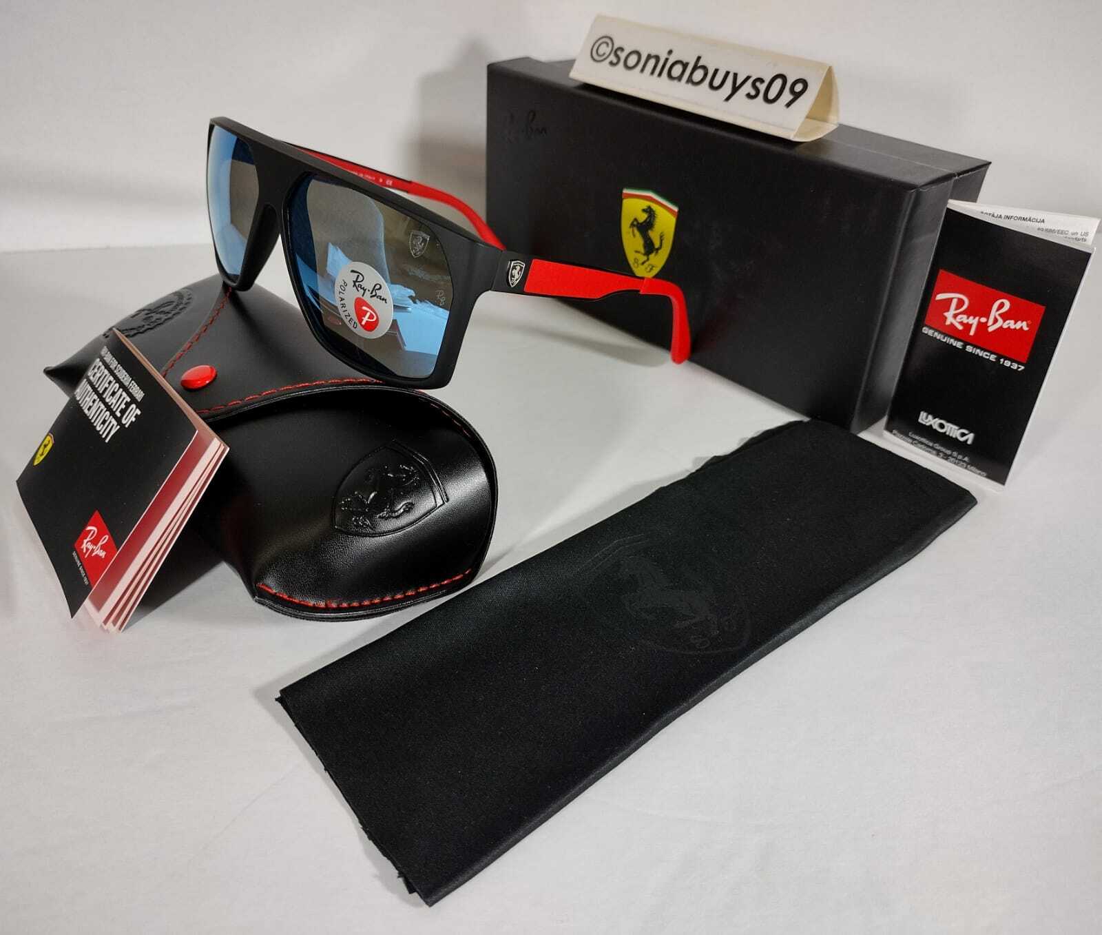 Ray Ban Men 039 S Ferrari Col Polarized Sunglasses Rb4309 M Black Blue Mirror Ebay